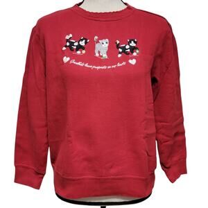 VTG‎ 90s Grandma Sweatshirt Womens Sz M Cat Kittens Embroidered Bell Christmas